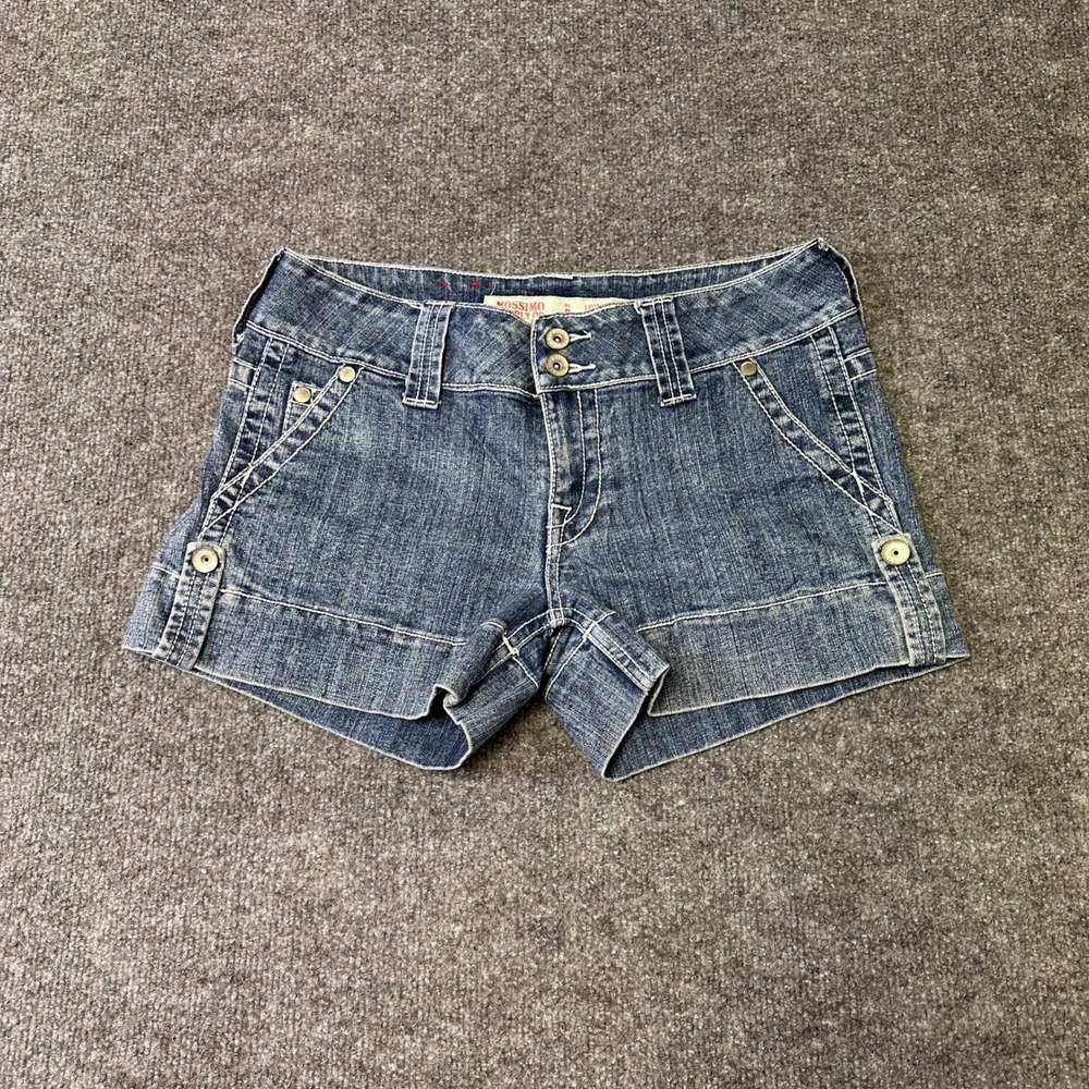 Mossimo Shorts Womens Size 9 Blue Low Rise Denim Cuffed Casual Y2K Mini